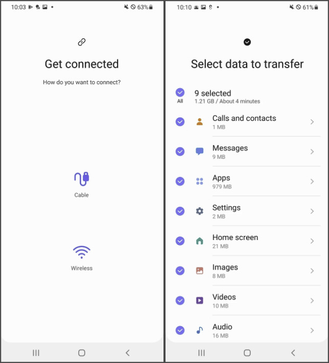 Transfer data from iPhone to Android with Samsung Smart Switch