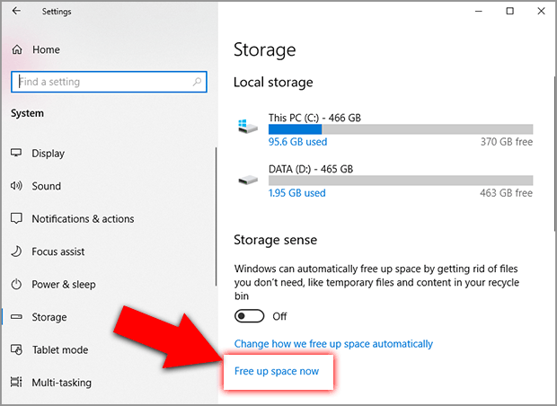 how to free up some space on pc
