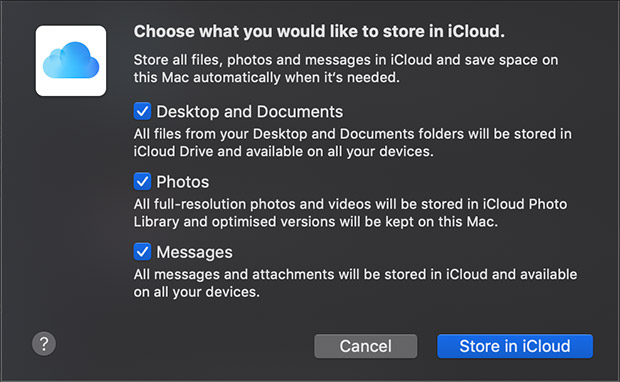 Store files in iCloud