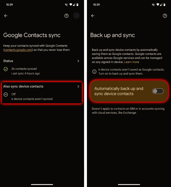 Syncing Contacts from Android with Google 2