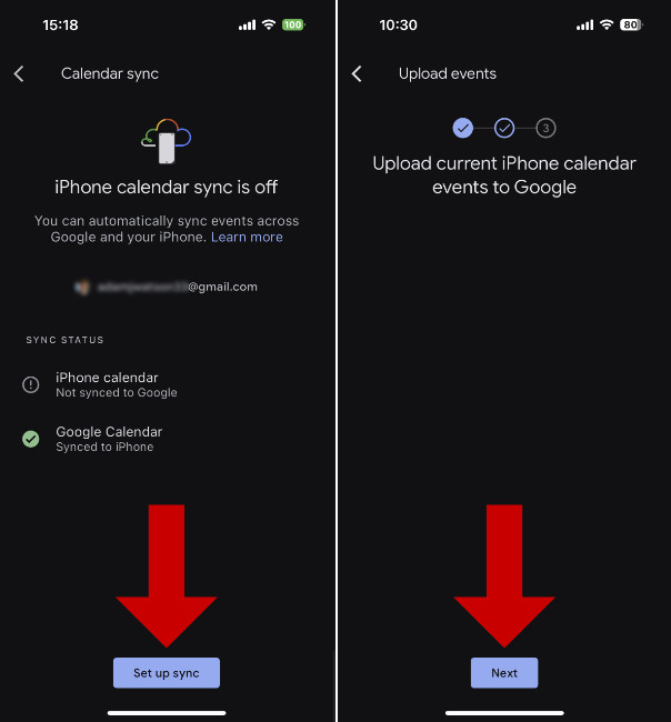 Syncing iPhone calendars wth Android using Google One (2)