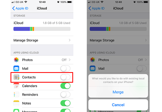 Transfer Contacts from iPhone to iPhone with iCloud Merge