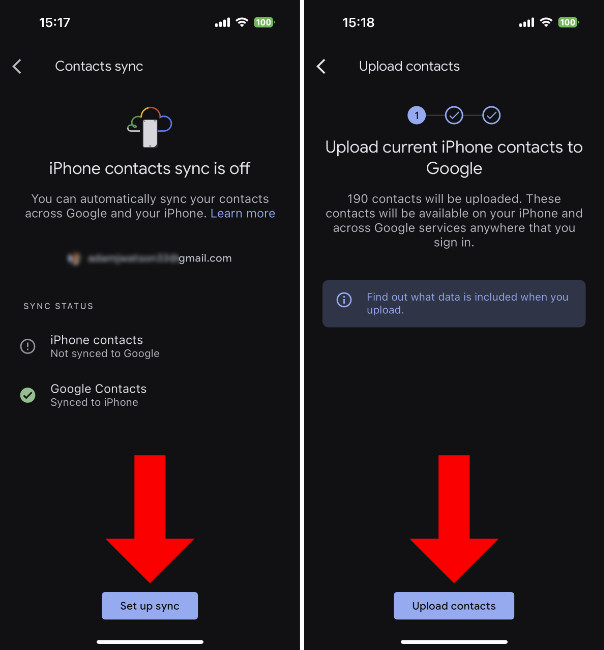 Syncing iPhone contacts wth Android using Google One (2)