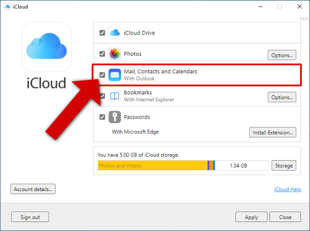 Sync Outlook contacts with iPhone using iCloud