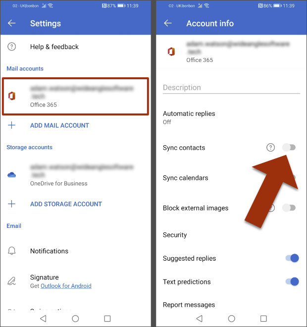 How to sync Outlook contacts to Android
