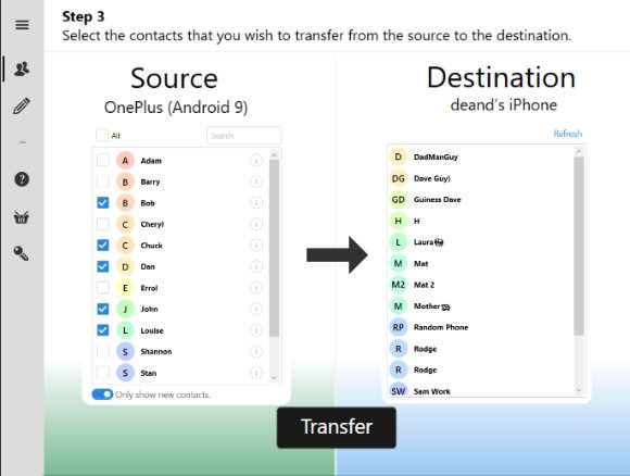 Transfer contacts from Android to iPhone