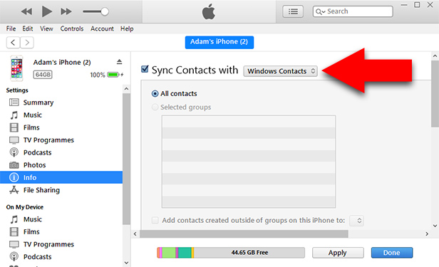 How to transfer contacts from iPhone to iPhone