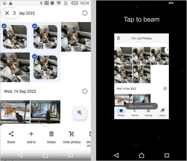 Transfer photos with Android Beam