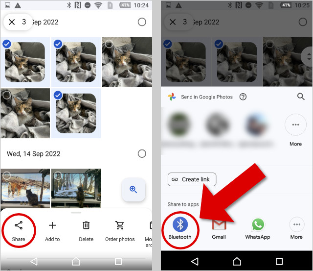 Transfer photos from Android via Bluetooth