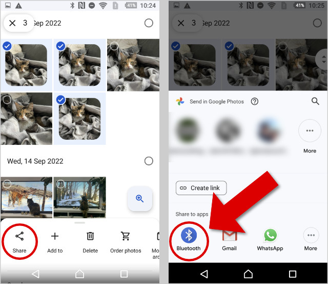 Transfer photos from Android via Bluetooth