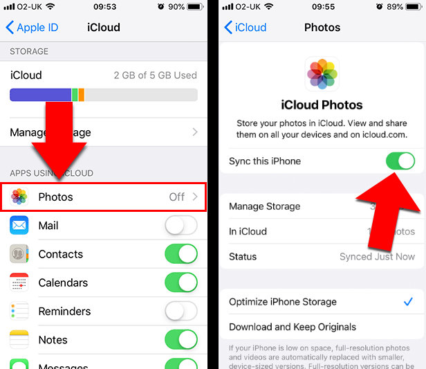 Transfer photos from iPhone to iPhone with iCloud