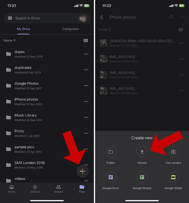 Upload photos from iPhone to Google Drive