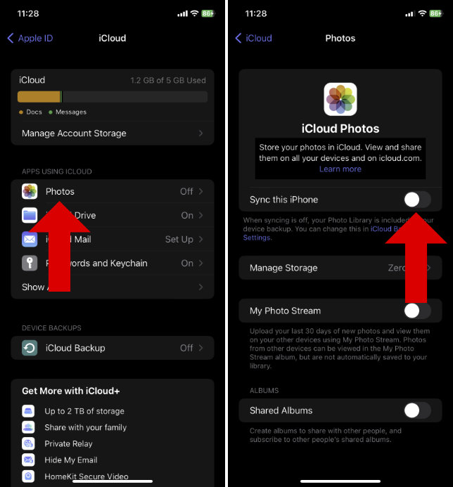 Upload photos from iPhone to iCloud