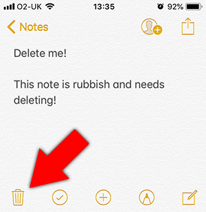 View and delete a note on iPhone
