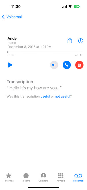 Viewing a voicemail on iPhone
