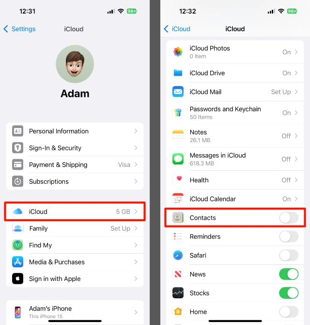 Iphone on sale contacts recovery