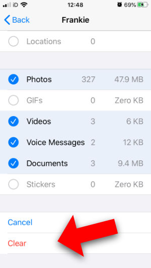 Delete WhatsApp documents and data