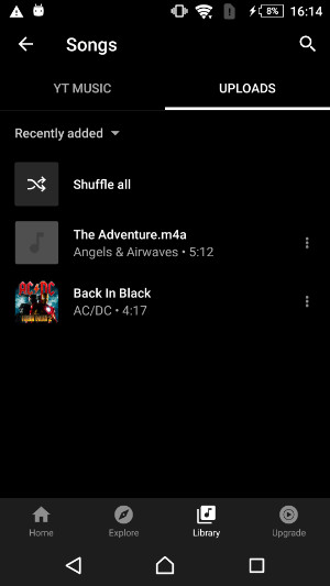 Access uploaded music in YouTube Music app