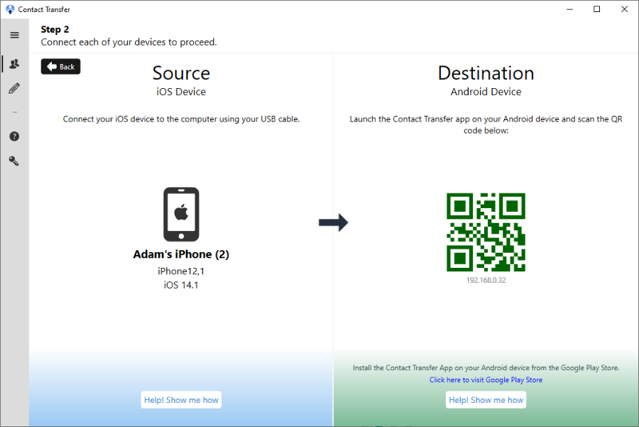 Connecting iPhone and Android with Contact Transfer