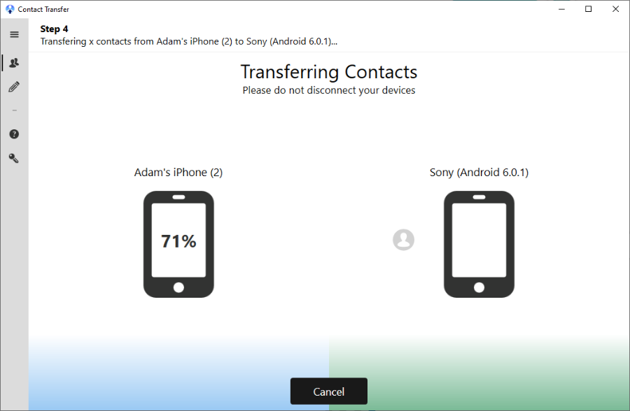 Transferring 5 contacts