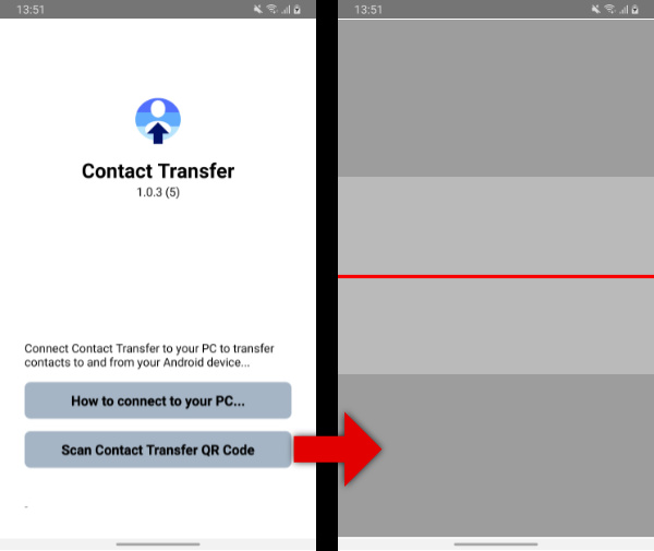 Open the Contact Transfer QR code scanner