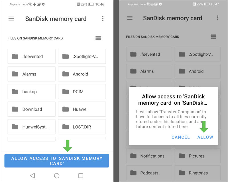 Allow Android SD card in Transfer Companion