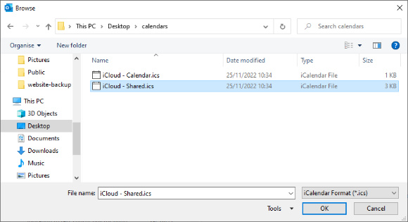 Import Android Calendar into Outlook