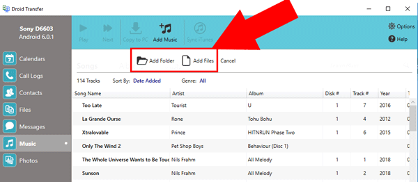 Add music from computer to Android