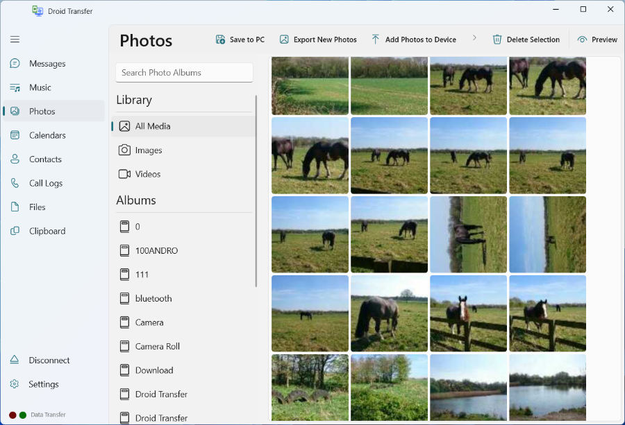 Copying Android Photos to PC with Droid Transfer