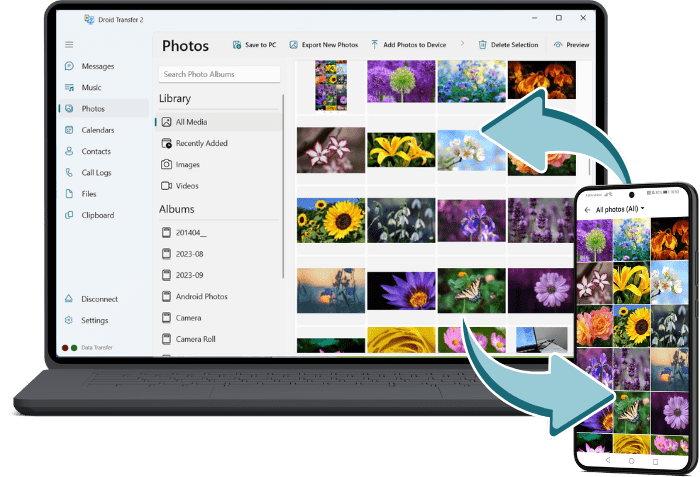 Saving Android photos to PC with Droid Transfer