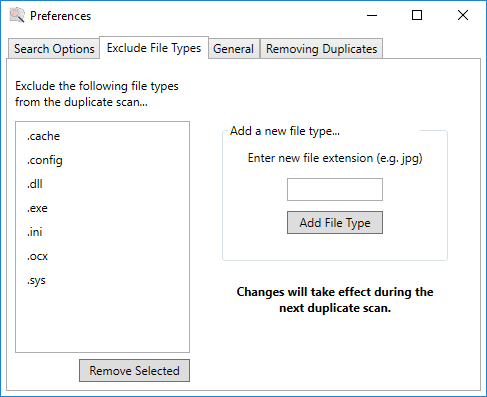 Duplicate Sweeper search by file type