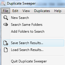 Save duplicate search results in Duplicate Sweeper