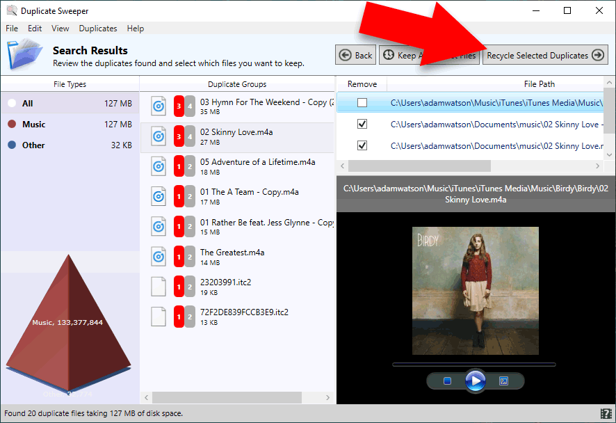 Delete duplicate music from PC or Mac