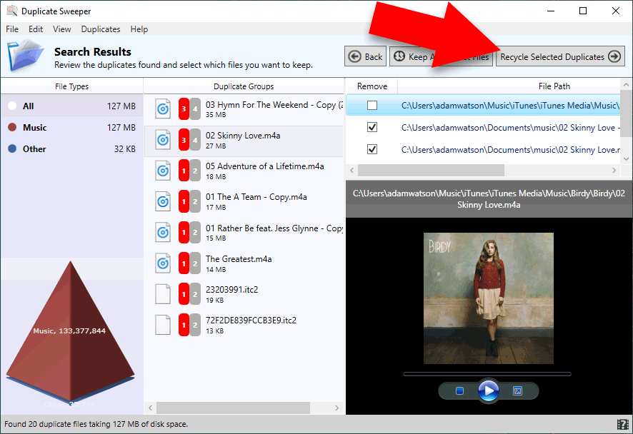 Find and remove duplicate music with Duplicate Sweeper