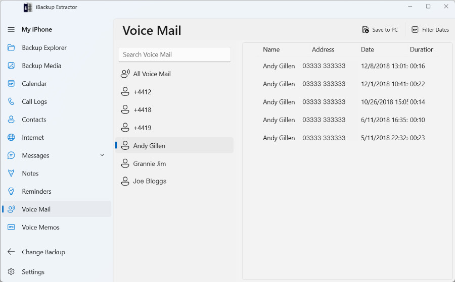 Recovering voicemail from an iPhone