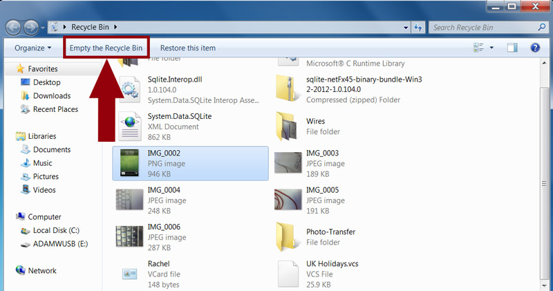 Free up space on your computer by emptying Recycle Bin