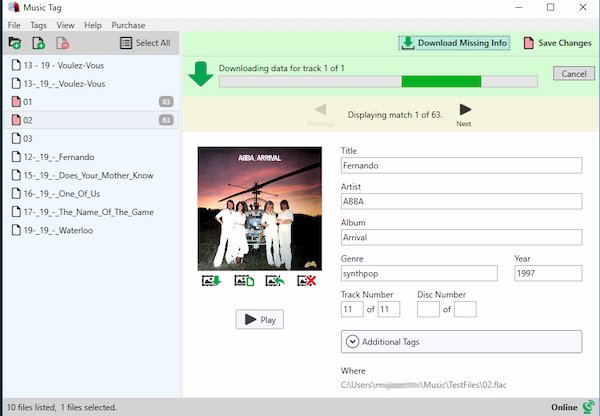 Edit FLAC music file tags