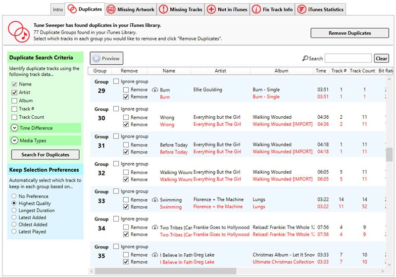 Eliminate iTunes duplicates