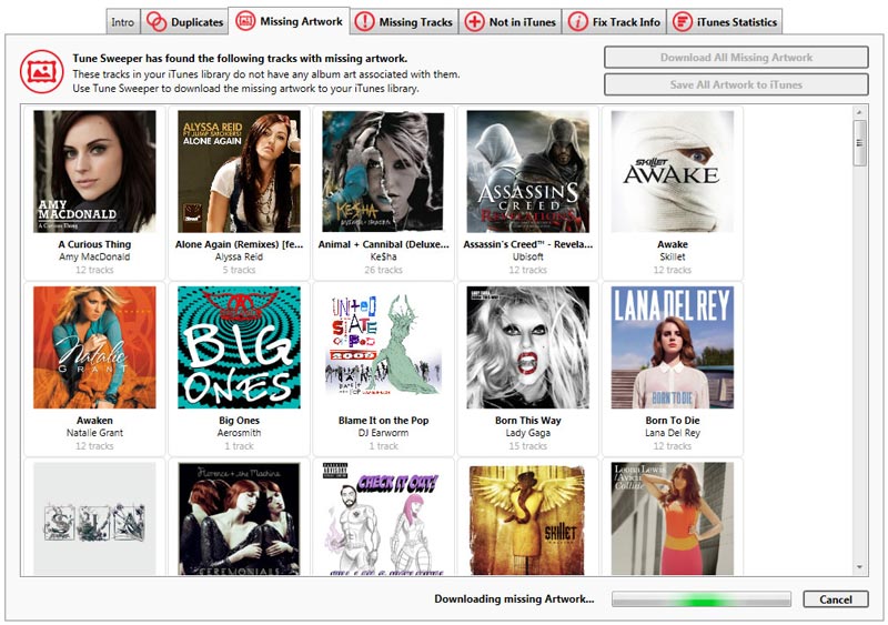 Tune Sweeper can download artwork missing from tracks in your iTunes library.