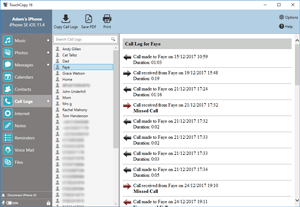 backup iPhone call logs