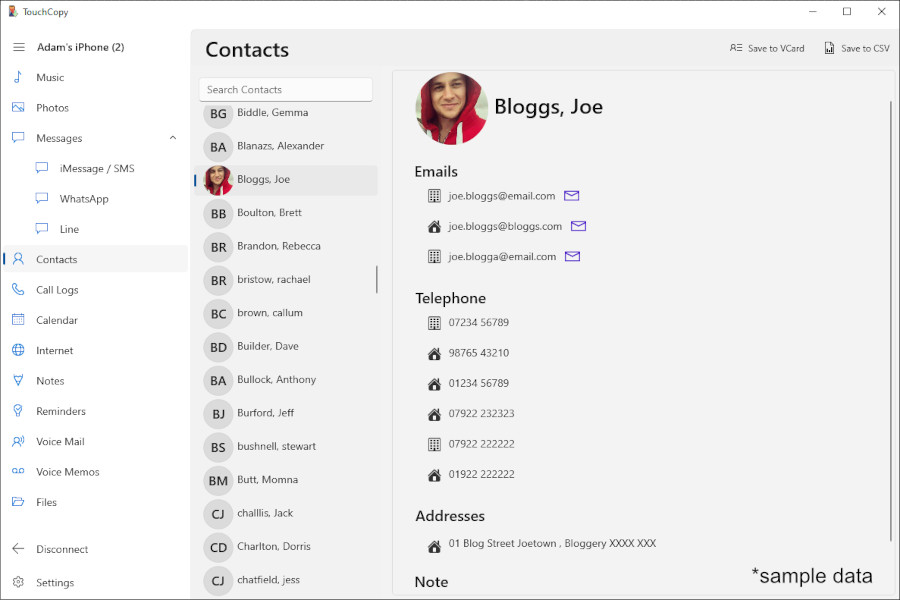 backup iPhone contacts
