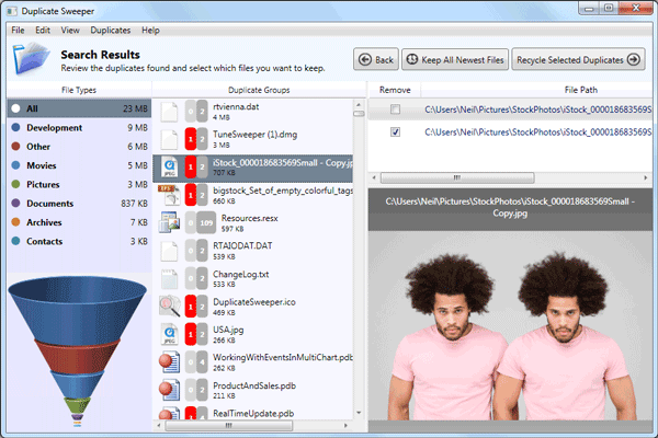 Duplicate Sweeper - Find and Remove files from computer