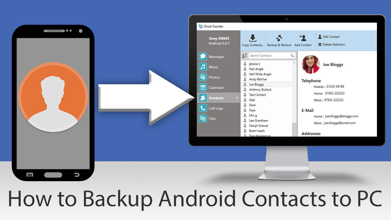 How to Back Up Android contacts to your PC