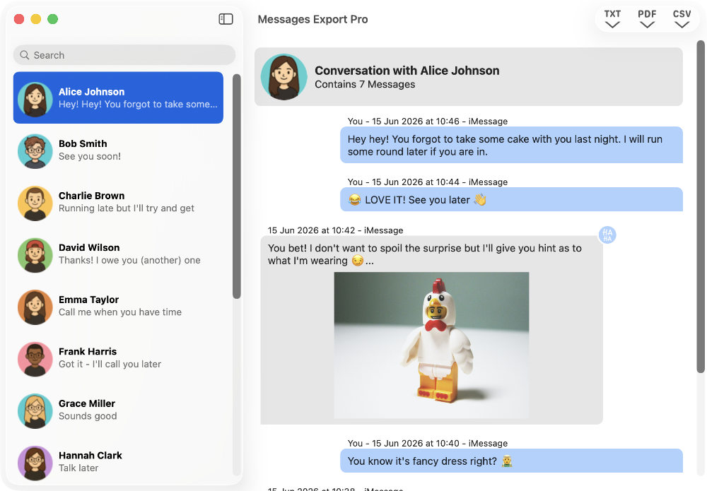 Messages Export Pro interface