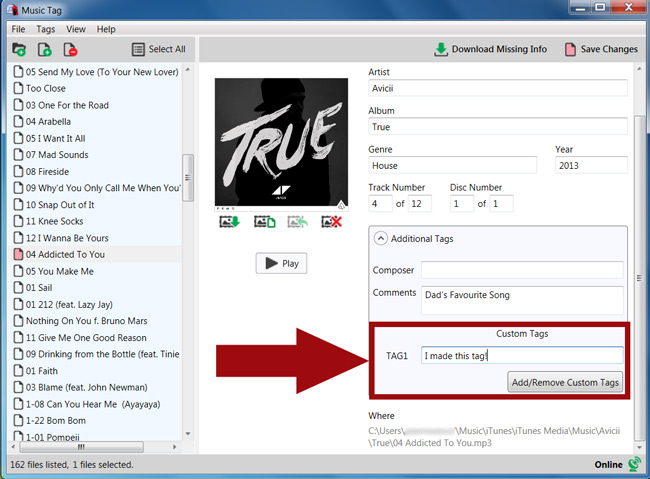 Create new tags and save them to your music files