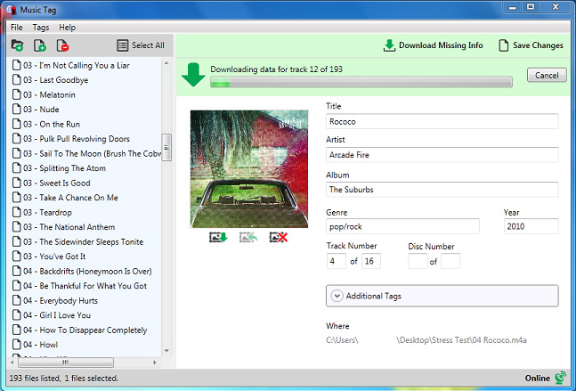 Download missing track information and edit tags