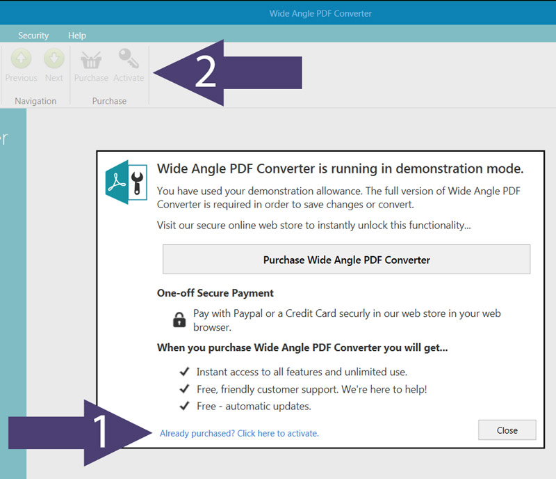 How to activate Wide Angle PDF Converter