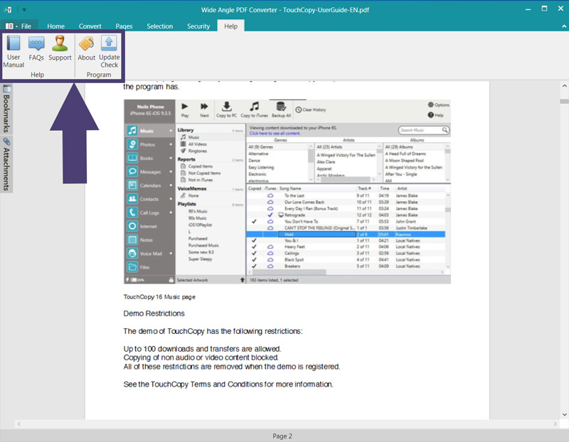 Get help with Wide Angle PDF Converter