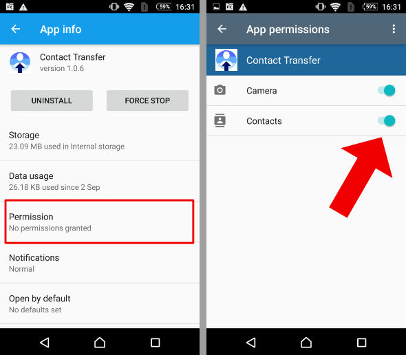 Transfer Companion app permissions