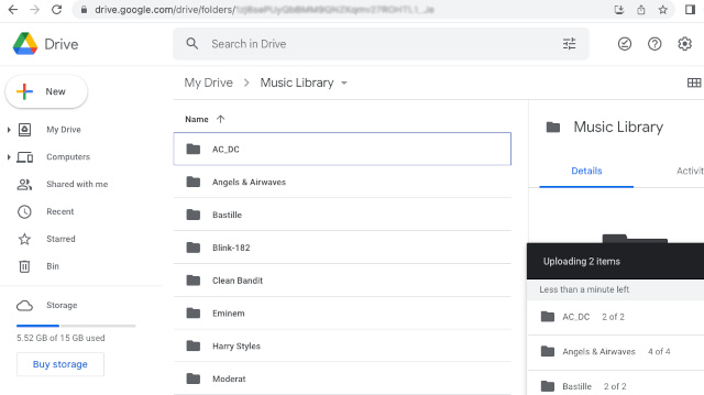 Accessing music in Google Drive